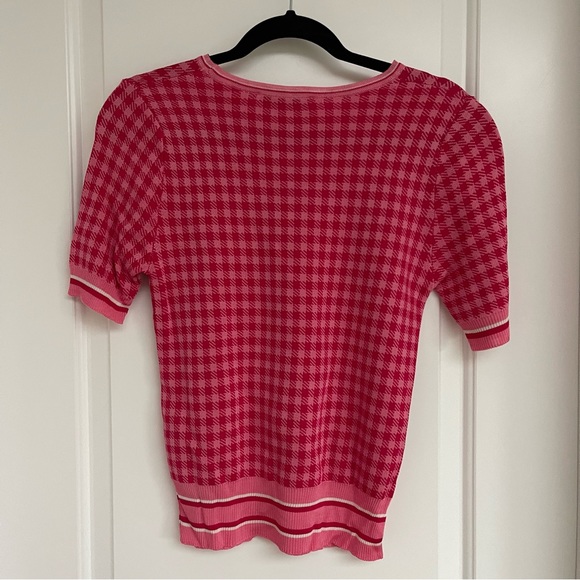 zara checkered pink knit shirt - Picture 4 of 7